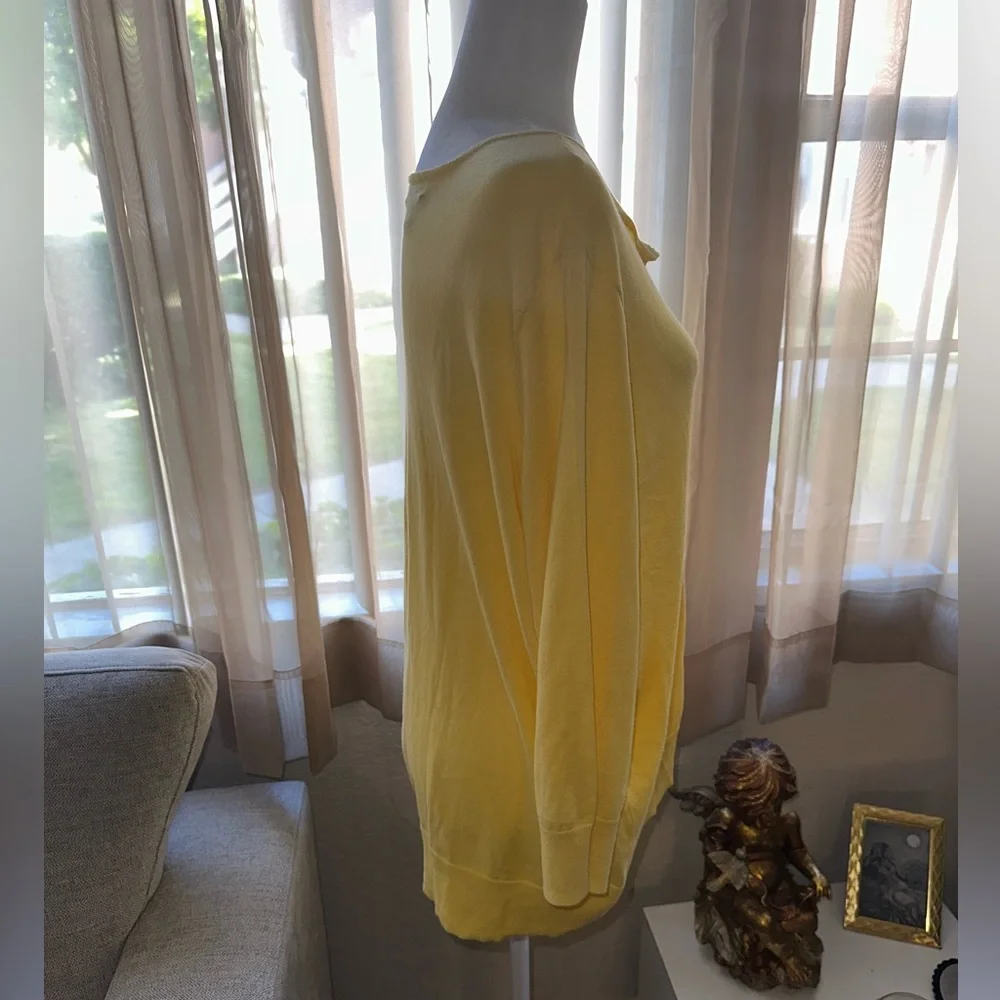 Chaps Yellow Button up Sweater size 1X 100% Cotton